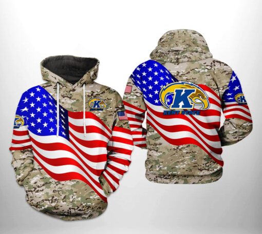 Kent State Golden Flashers Ncaa Us Flag Camo Veteran 3D All Over Print Hoodie, Zip-Up Hoodie