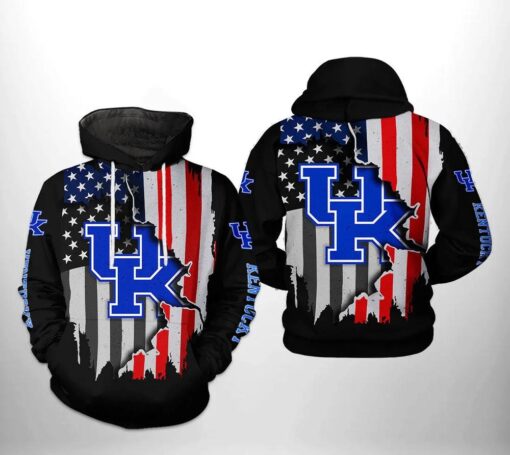 Kentucky Wildcats Us Flag Distressed 3D All Over Print Zip Hoodie Gifts For Ncaa Fans