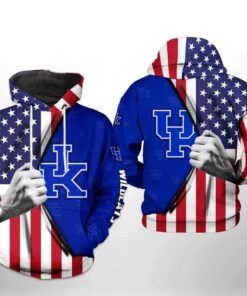 Kentucky Wildcats With Flag American My Heart 3D All Over Print Zip Hoodie Gifts For Ncaa Fans