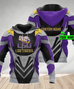 Lsu Tigers 3D Metal Personalized Hoodie 3D All Over Print Zip Hoodie Gifts For Ncaa Fans