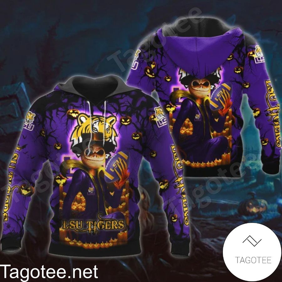 Lsu Tigers Jack Skellington Halloween 3D All Over Print Zip Hoodie Gifts For Ncaa Fans