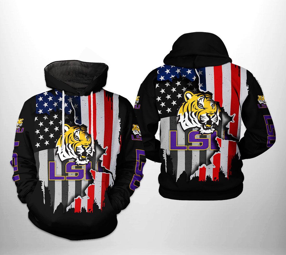 Lsu Tigers Ncaa Us Flag 3D All Over Print Hoodie, Zip-Up Hoodie