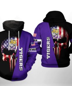 Lsu Tigers Ncaa Us Flag Skull 3D All Over Print Hoodie, Zip-Up Hoodie