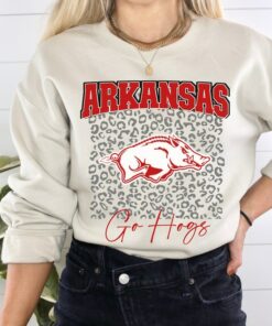 Leopard Go Hogs Sweatshirt, Cheetah Arkansas Sweatshirt, Arkansas Razorback Crewneck, University of Arkansas Razorbacks Pullover, Woo Pig Hoodie, Shirt