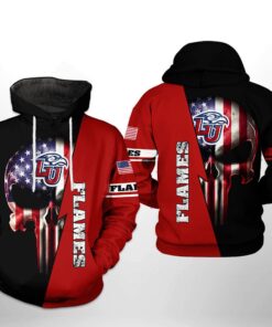 Liberty Flames Ncaa Us Flag Skull 3D All Over Print Hoodie, Zip-Up Hoodie