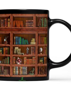 Library Bookshelf Mug Mugs Book Lovers Coffee Mug - Librarian Mug Book Coffee Mug Book Mug Book Club Cup Bookish Items Bookworm Mug Gifts For Readers Bookish Gifts For Book Lovers Black Mug