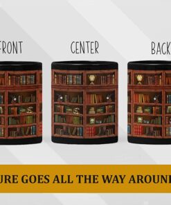 Library Bookshelf Mug Mugs Book Lovers Coffee Mug - Librarian Mug Book Coffee Mug Book Mug Book Club Cup Bookish Items Bookworm Mug Gifts For Readers Bookish Gifts For Book Lovers Black Mug