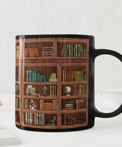 Library Bookshelf Mug Mugs Book Lovers Coffee Mug - Librarian Mug Book Coffee Mug Book Mug Book Club Cup Bookish Items Bookworm Mug Gifts For Readers Bookish Gifts For Book Lovers Black Mug