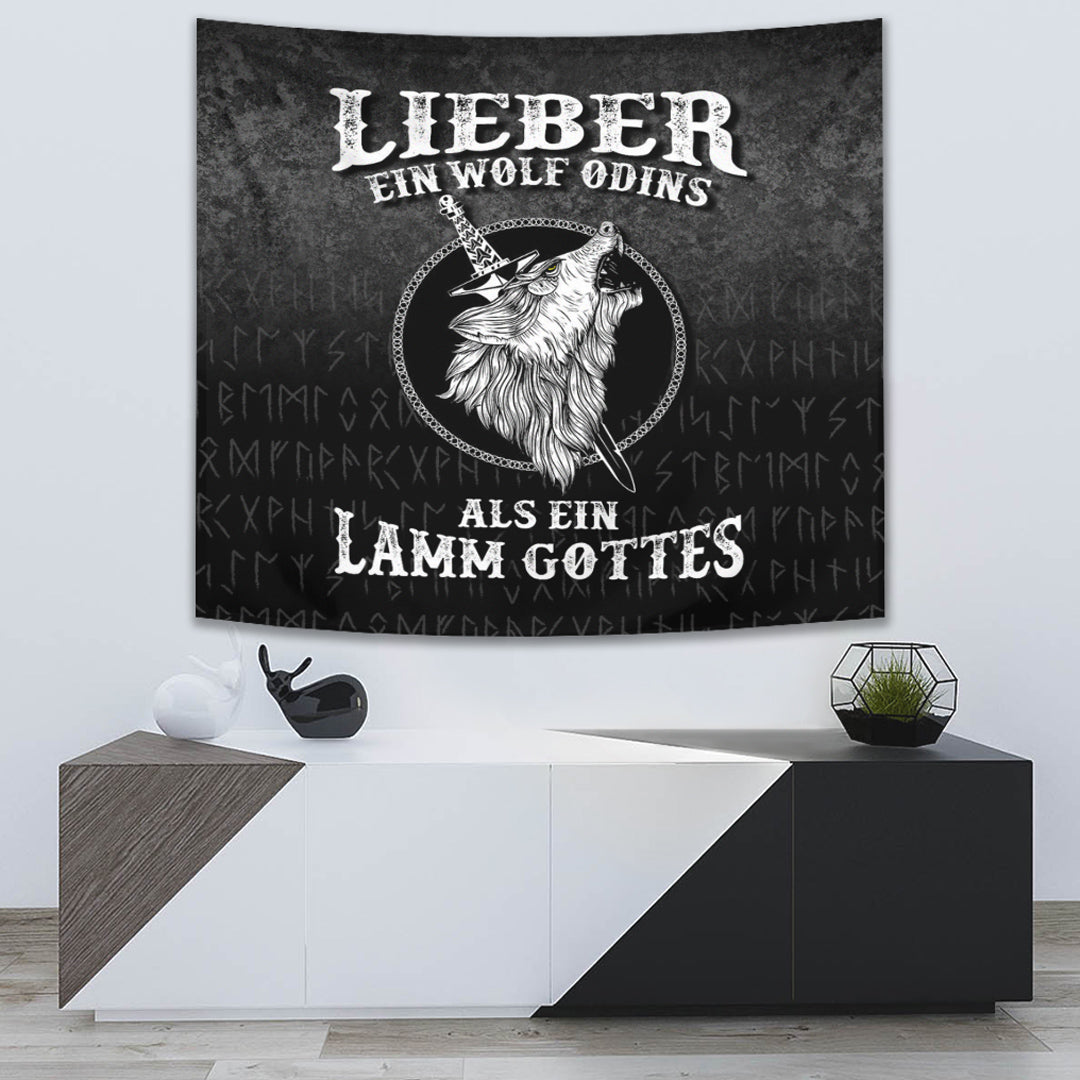 Lieber Ein Wolf Odins Als Ein Lamm Gottes Tapestry for Wall Décor