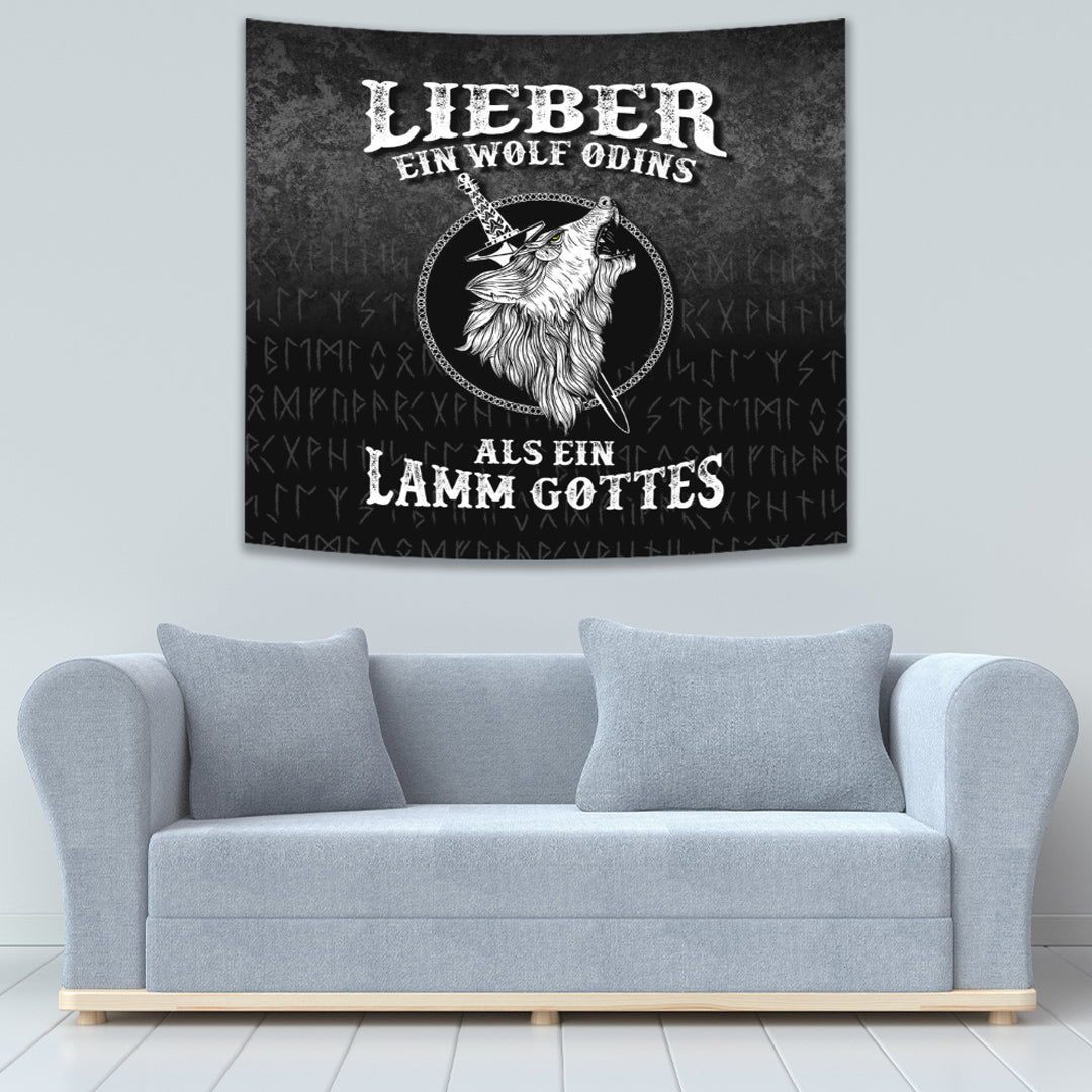 Lieber Ein Wolf Odins Als Ein Lamm Gottes Tapestry for Wall Décor