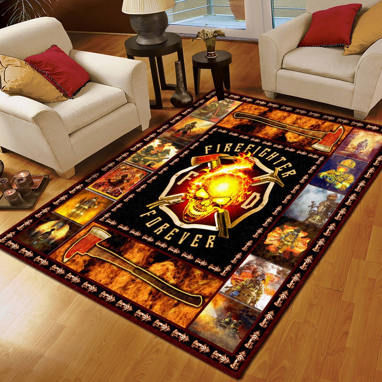 Life of A Firefighter Firefighter forever Rugs, Firefighter Area Rug, Fireman Carpet Gifts for Dad, Son, Fireman, Firefighter Lovers
