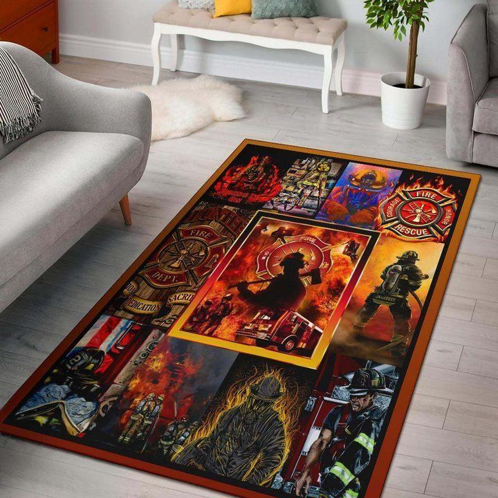 Life of A Firefighter Rugs, Firefighter Area Rug, Fireman Carpet Gifts for Dad, Son, Fireman, Firefighter Lovers