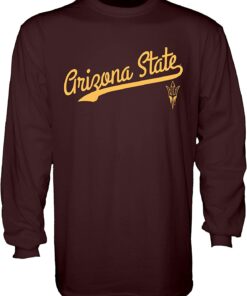 Long Sleeve T-Shirt Cursive Team Color, ASU Hoodie, Sweatshirt, Shirt Full Size Gifts for NCAA Fans