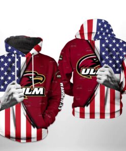Louisiana Monroe Warhawks Ncaa Us Flag 3D All Over Print Hoodie, Zip-Up Hoodie