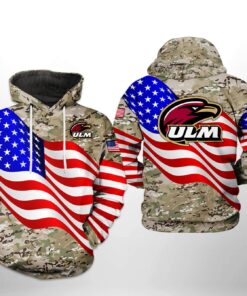 Louisiana Monroe Warhawks Ncaa Us Flag Camo Veteran 3D All Over Print Hoodie, Zip-Up Hoodie