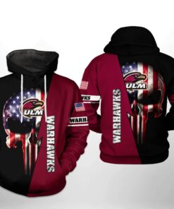 Louisiana Monroe Warhawks Ncaa Us Flag Skull 3D All Over Print Hoodie, Zip-Up Hoodie