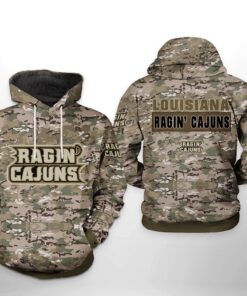 Louisiana Ragin’ Cajuns Ncaa Camo Veteran 3D All Over Print Hoodie, Zip-Up Hoodie