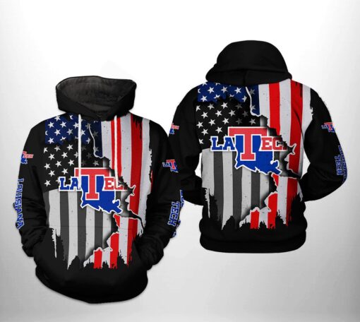 Louisiana Tech Bulldogs Ncaa Us Flag 3D All Over Print Hoodie, Zip-Up Hoodie