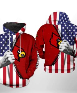 Louisville Cardinals Hoodie Ncaa Us Flag 3D All Over Print Hoodie Zip Hoodie Gifts For Fans