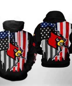 Louisville Cardinals Ncaa Us Flag 3D All Over Print Hoodie Zip Hoodie Gifts For Fans