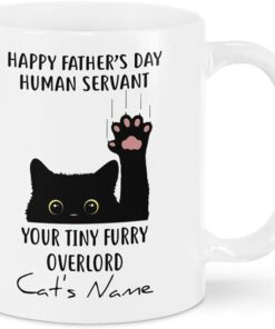 Love Sunshine Personalized Funny Black Cat Mug Happy Father's Day Human Servant Your Tiny Furry Overlord Gifts For Lover, Dad, Pet Lovers Color Changing