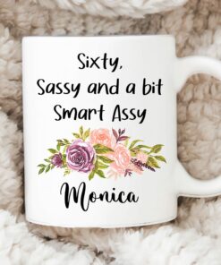 Love Sunshine Sixty Sassy And A Bit Smart Assy Coffee Mug, Funny Personalized 60th Birthday Mug, 60th Birthday Gifts For Woman, Happy Birthday, Birthday Gifts For Bestie Friend Wife