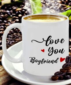Love You Boyfriend Coffee Mug, Gifts Ideas For Boyfriend Gifts From Girlfriend On Birthday Valentines Day Anniversary Christmas White Ceramic