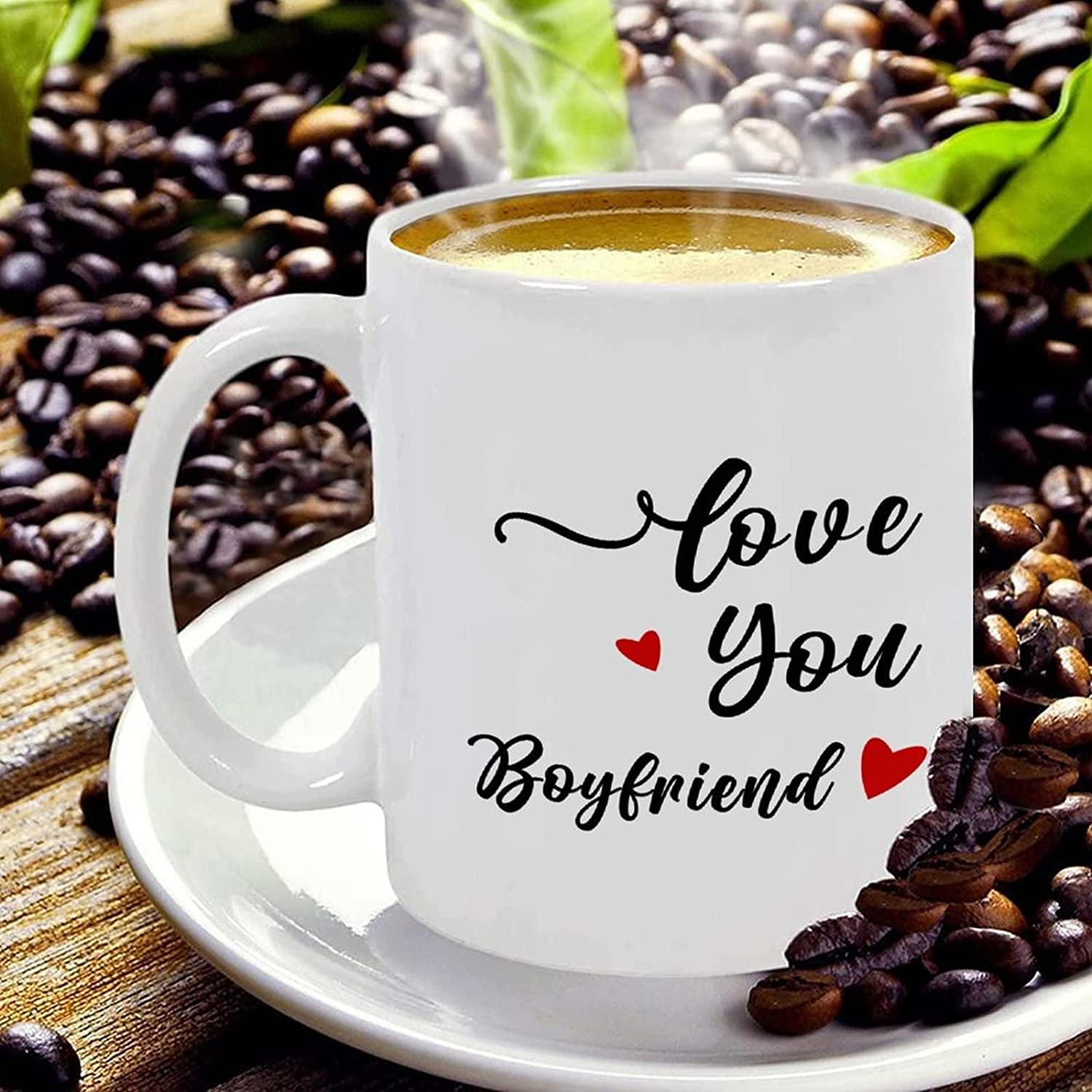 Love You Boyfriend Coffee Mug, Gifts Ideas For Boyfriend Gifts From Girlfriend On Birthday Valentines Day Anniversary Christmas White Ceramic