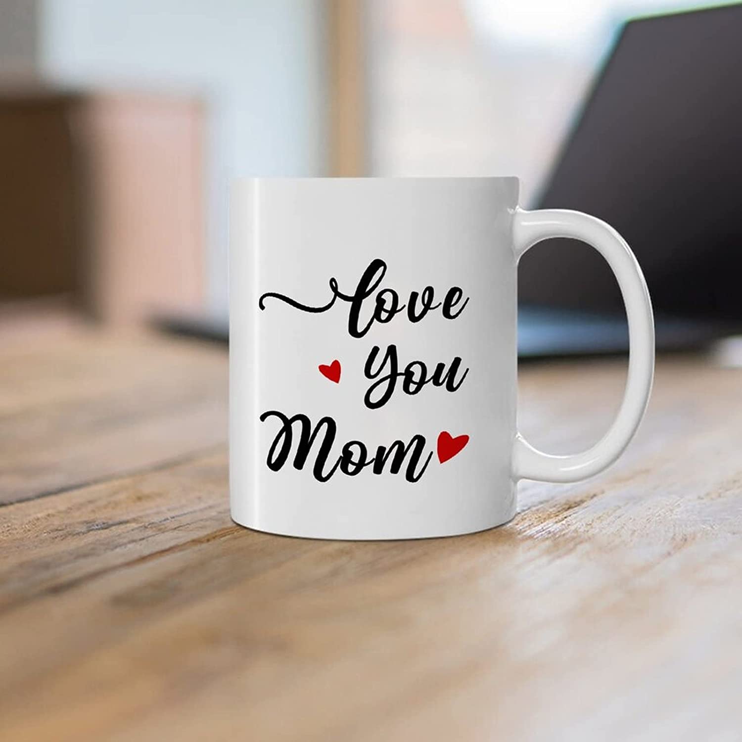 Love You Mom Coffee Mugs, New Mother Gift Idea For Mama Mommy Mamma From Son Daughter Children Kids On Mother's Day, Christmas, Birthday Anniversary Present White Ceramic