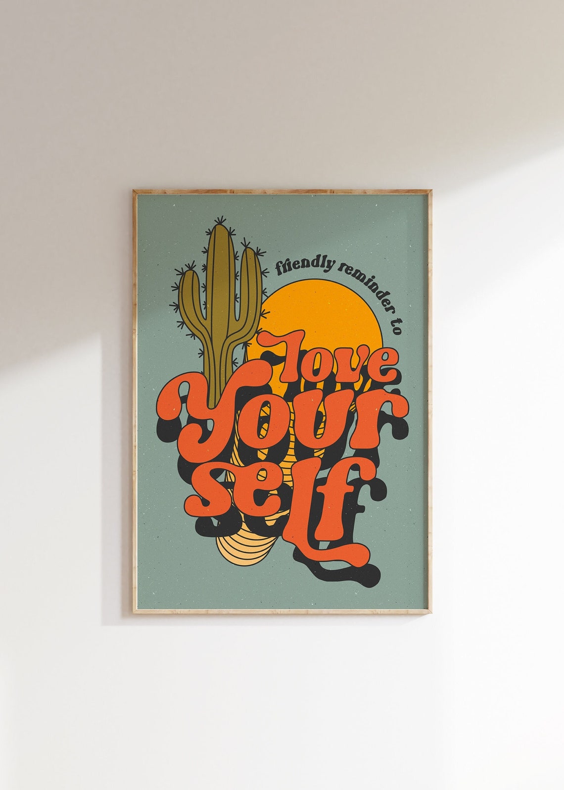 Love Yourself Motivational Quote Aesthetic Vintage 70s Poster Wall Art ...