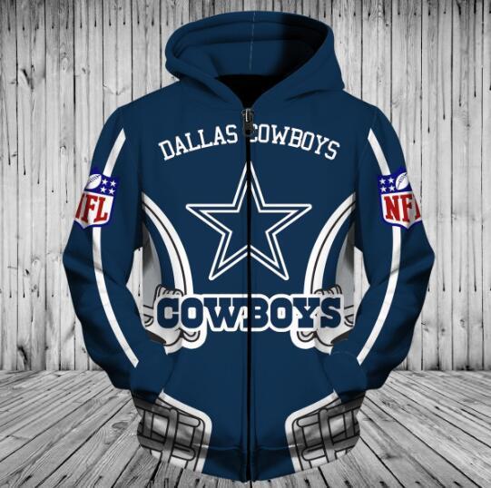 Low Price Dallas Cowboys Hoodie 3D Helmet With Zipper Gifts for Fans