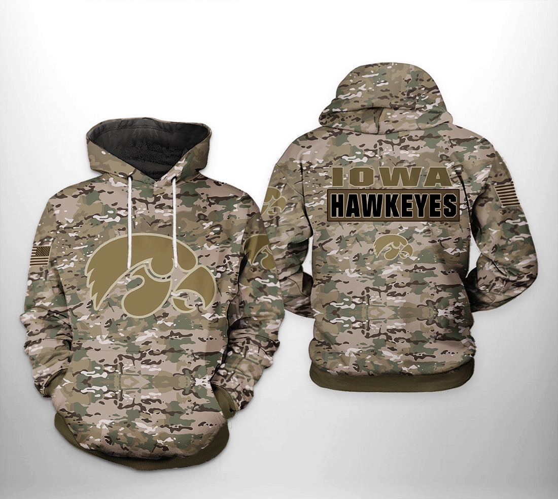 Lowa Hawkeyes Ncaa Camo Veteran 3D All Over Print Zip Hoodie Gifts For Ncaa Fans