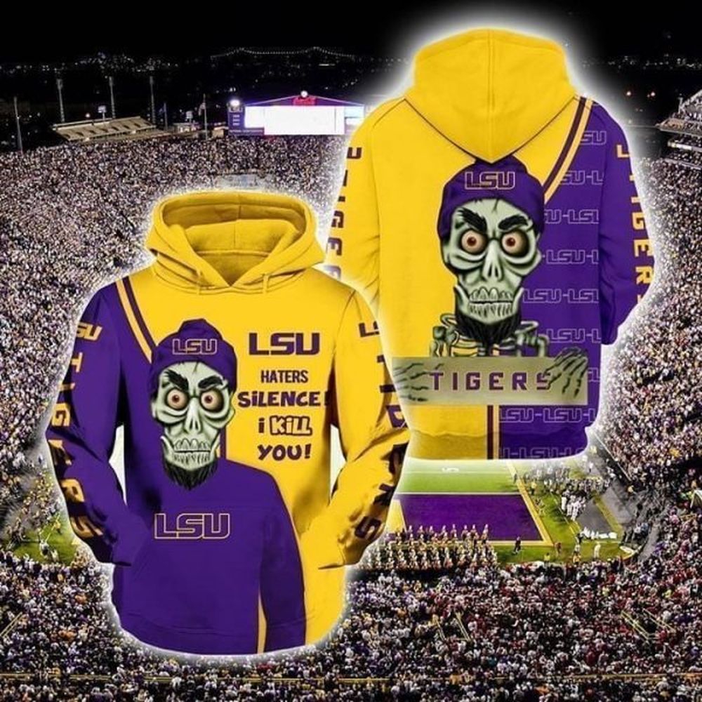 Lsu Tigers Hoodie Haters Silence I Kill You 3D All Over Print Zip Hoodie Gifts For Ncaa Fans