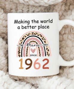 Making The World A Better Place Since 1962 Ceramic Coffee Mug, 60th Birthday Gifts For Men Women, Personalized 60th Birthday Mug, 1962 Birthday Gifts, Custom Year Birthday Mug