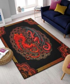 Mandal Pattern Carpets For Living Room, Red Mandala Dragon Rug, Dragon Area Rug, Dragon Themed Rugs, Gift For Dragon Lovers, Personalized Rug, Carpet For Living Room, Bedding Room Home Decor DG136