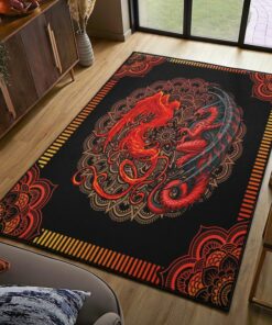 Mandal Pattern Carpets For Living Room, Red Mandala Dragon Rug, Dragon Area Rug, Dragon Themed Rugs, Gift For Dragon Lovers, Personalized Rug, Carpet For Living Room, Bedding Room Home Decor DG136