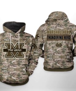 Marshall Thundering Herd Ncaa Camo Veteran 3D All Over Print Hoodie, Zip-Up Hoodie