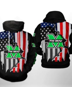 Marshall Thundering Herd Ncaa Us Flag 3D All Over Print Hoodie, Zip-Up Hoodie
