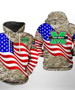 Marshall Thundering Herd Ncaa Us Flag Camo Veteran 3D All Over Print Hoodie, Zip-Up Hoodie