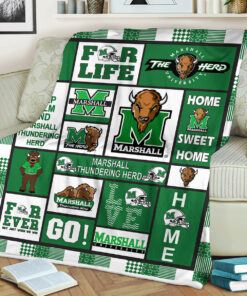 Marshall Thundering Herd Sherpa Fleece Blanket Gifts for NCAA Fans