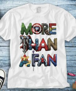 Marvel Avengers More Than A Fan Word Stack T-Shirt Unisex Tee Adult T-shirt Kid Shirt Long Sleeve Hoodie Sweatshirt Woman's Tank