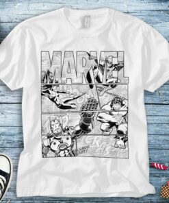 Marvel Avengers Retro Comic Graphic T-Shirt Unisex Tee Adult T-shirt Kid Shirt Long Sleeve Hoodie Sweatshirt Women's Tank
