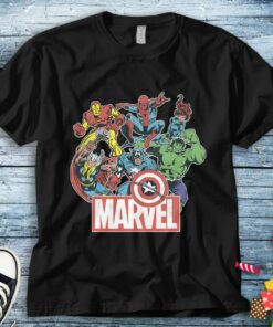 Marvel Avengers Team Retro Comic Vintage Graphic T-Shirt Unisex Adult T-shirt Kid Shirt Toddler Tee Hoodie Sweatshirt Women's Tank