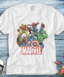 Marvel Avengers Team Retro Comic Vintage Graphic T-Shirt Unisex Adult T-shirt Kid Shirt Toddler Tee Hoodie Sweatshirt Women's Tank