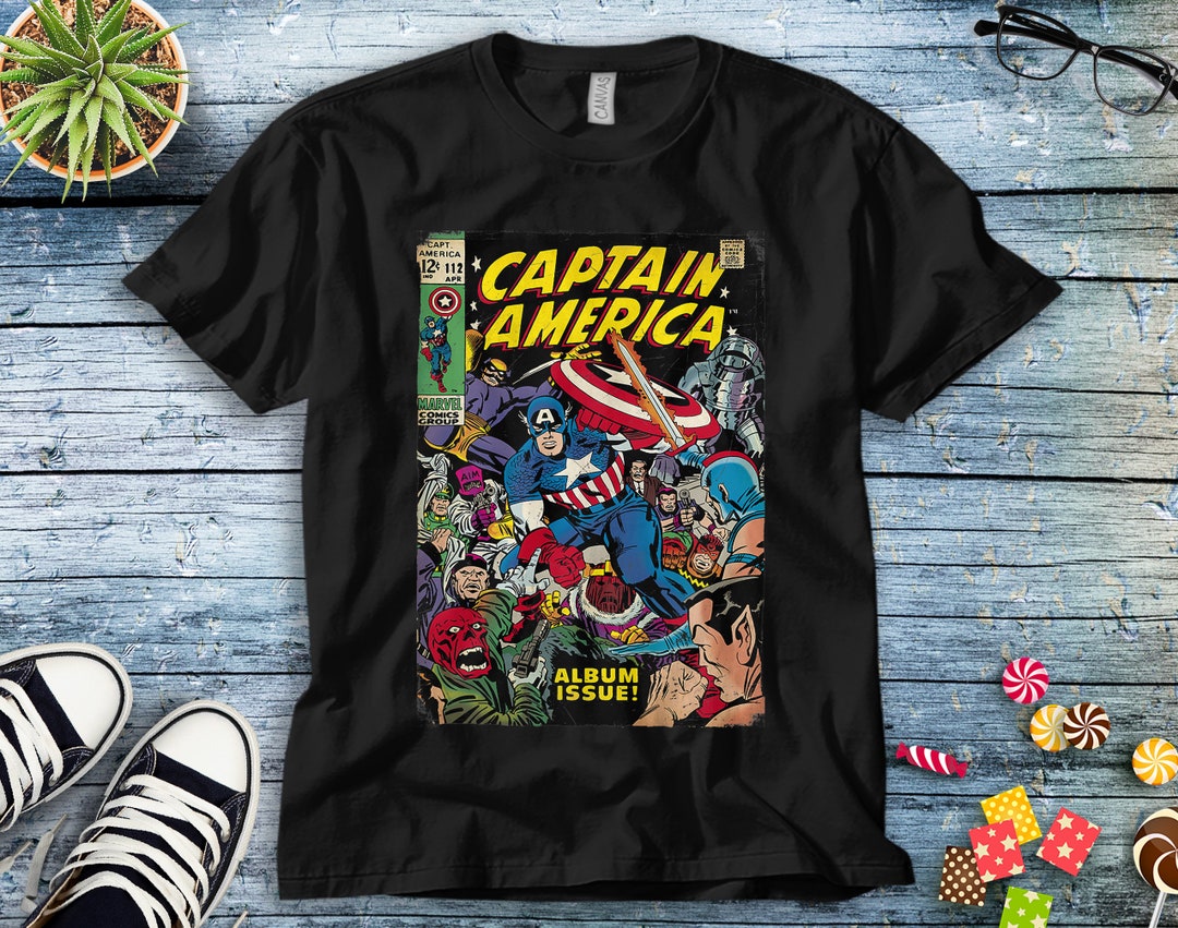 Marvel Captain America Avengers Comic Cover Graphic Unisex Tee Adult T-shirt Kid Shirt Long Sleeve Hoodie Sweatshirt