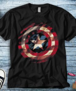 Marvel Captain America Avengers Shield Flag T-Shirt Unisex Adult T-shirt Kid Shirt Long Sleeve Hoodie Sweatshirt Women's Tank