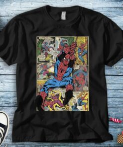 Marvel Spider-Man Comic Book Page Print Graphic Unisex Adult T-shirt Kid Shirt Long Sleeve Hoodie Sweatshirt Women's Tank