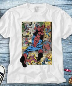 Marvel Spider-Man Comic Book Page Print Graphic Unisex Adult T-shirt Kid Shirt Long Sleeve Hoodie Sweatshirt Women's Tank