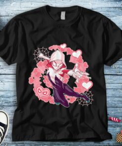 Marvel Spider-Man Into the Spider-Verse Gwen Stacy Hearts Unisex Tee Adult T-shirt Kid Shirt Long Sleeve Hoodie Sweatshirt Woman's Tank
