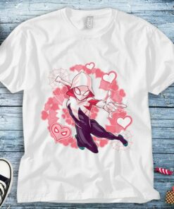 Marvel Spider-Man Into the Spider-Verse Gwen Stacy Hearts Unisex Tee Adult T-shirt Kid Shirt Long Sleeve Hoodie Sweatshirt Woman's Tank